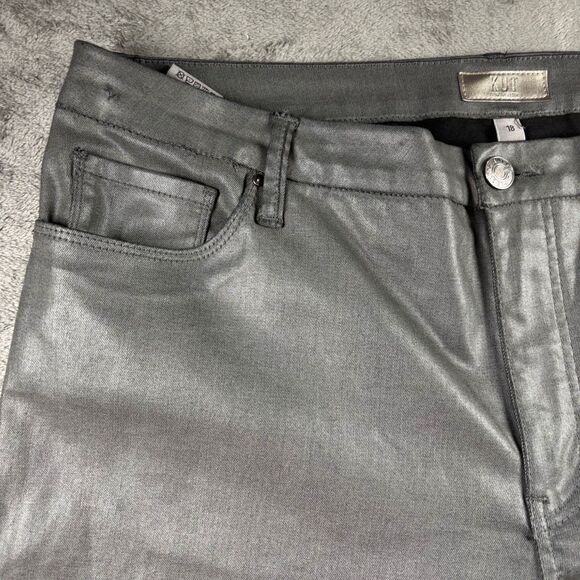 Kut From The Kloth Coated Jeans Meg Fab Ab Wide Leg High Rise Gray Size 18 C179 - Picture 2 of 11